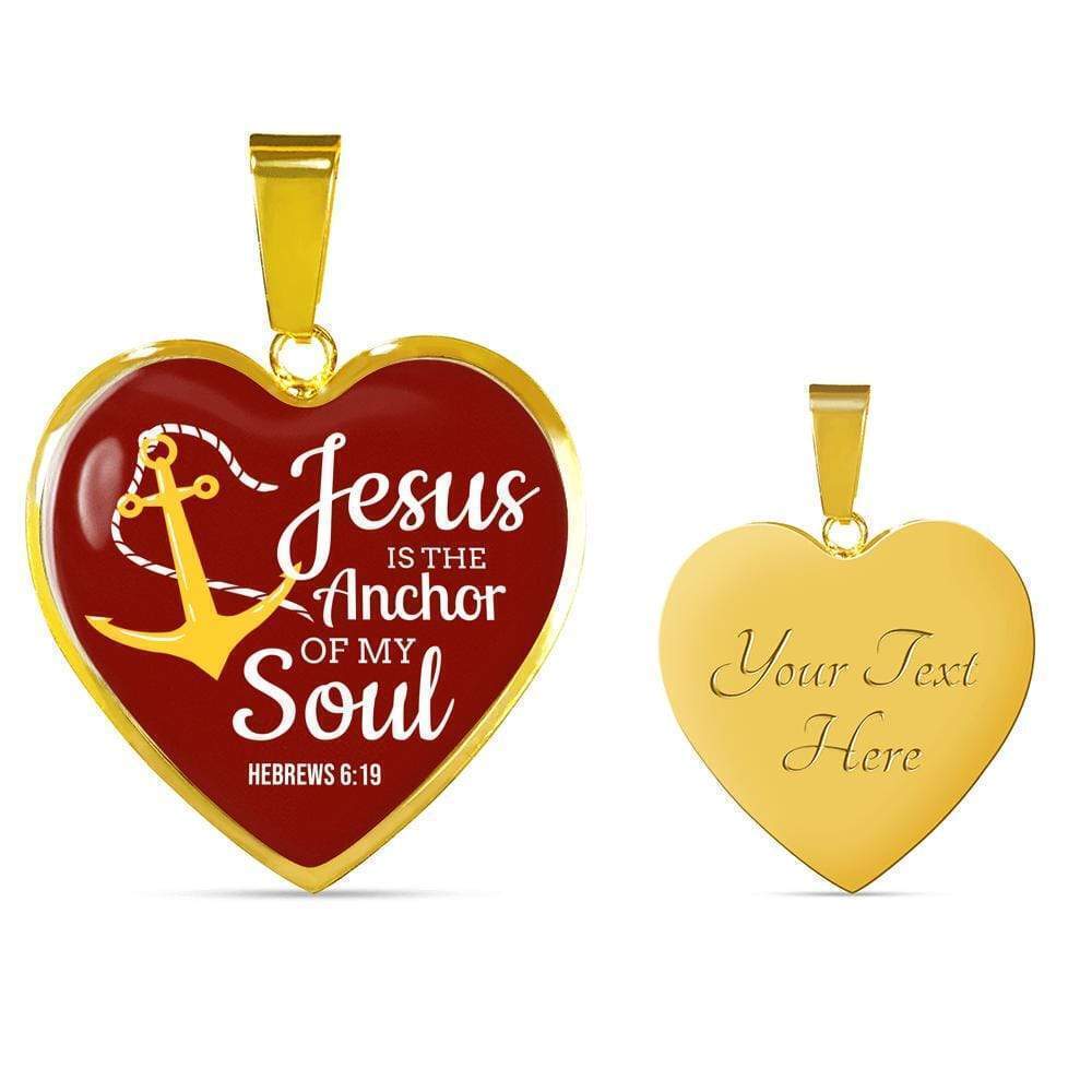 Jesus Is The Anchor To My Soul Hebrews Necklace Personalized Engraved Gold Hear